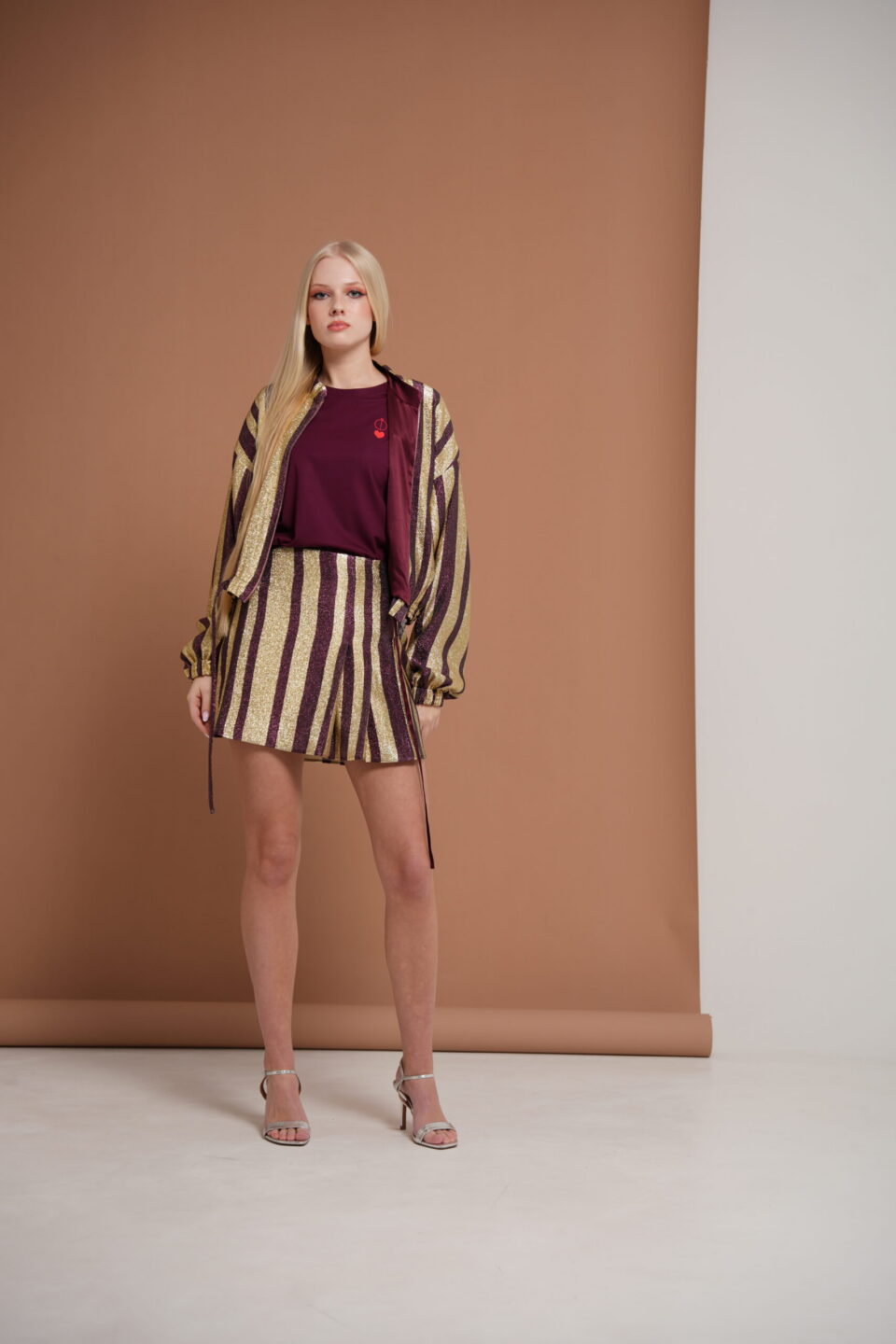 Silk Lurex Mini Skirt