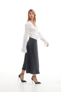 Silk Satin Wrap Blouse