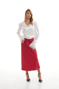 Silk Satin Wrap Blouse
