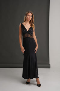 Silk Dress with Lace Inserts