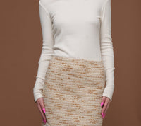 Ribbed Knit Mock Neck Sweater.