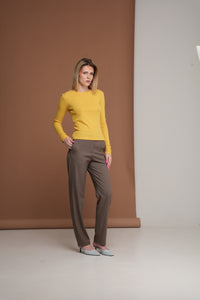 Ribbed Knit Crew Neck Sweater.