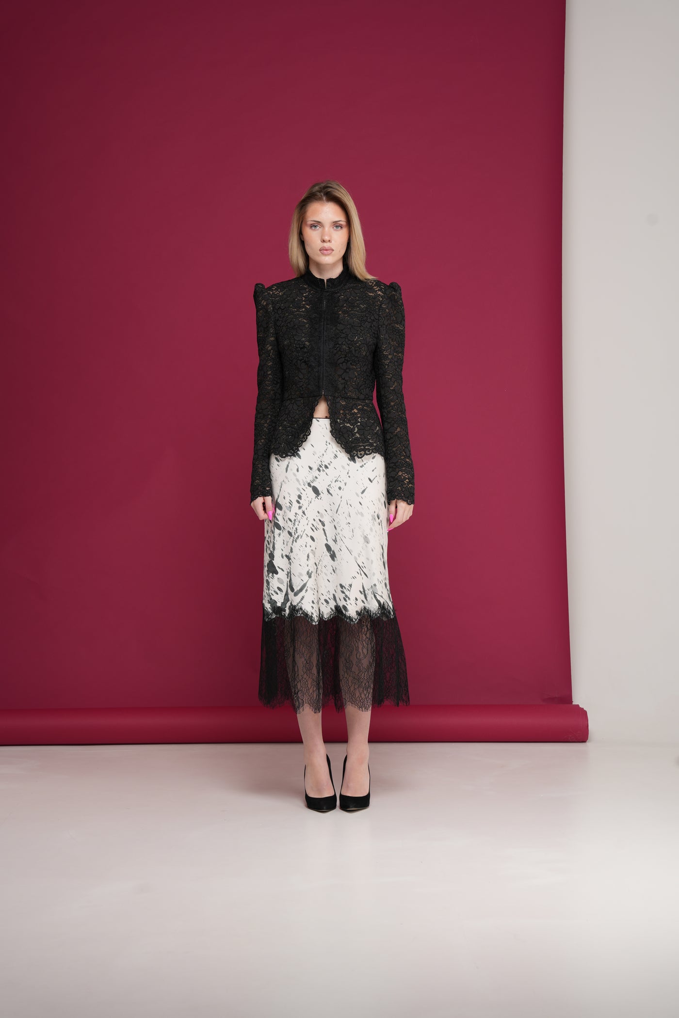 Silk Skirt Black & White