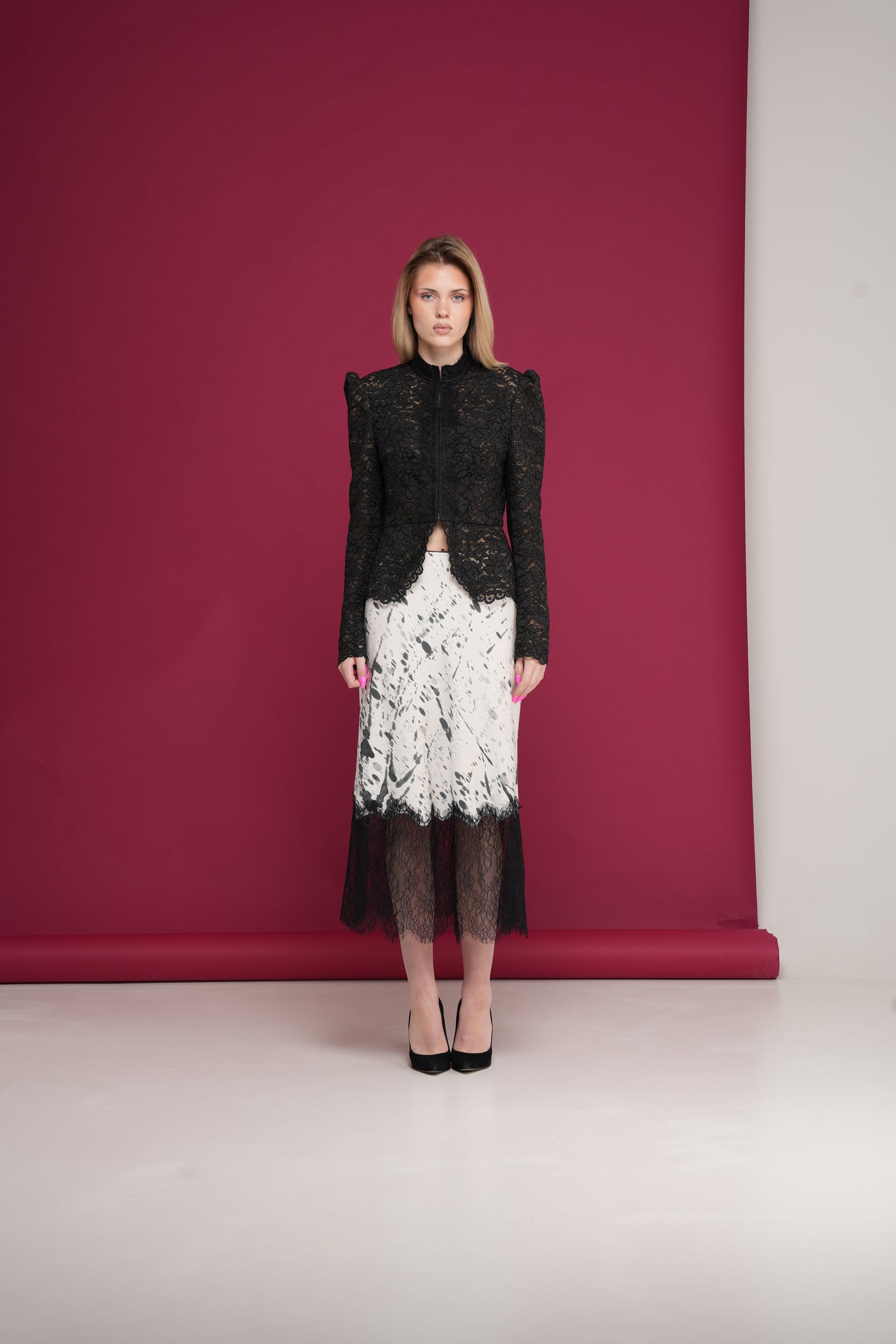 Silk Skirt Black & White