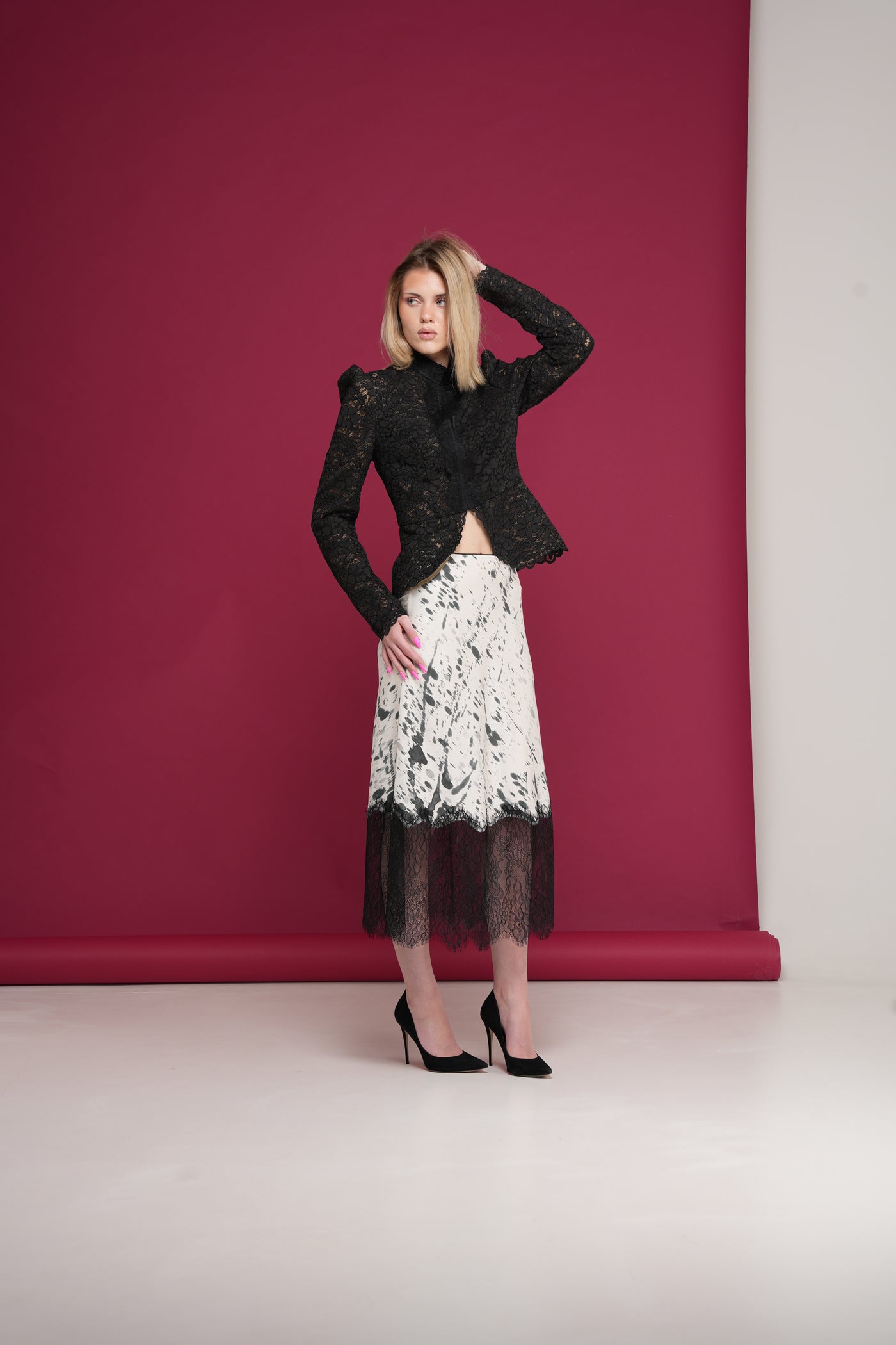 Silk Skirt Black & White