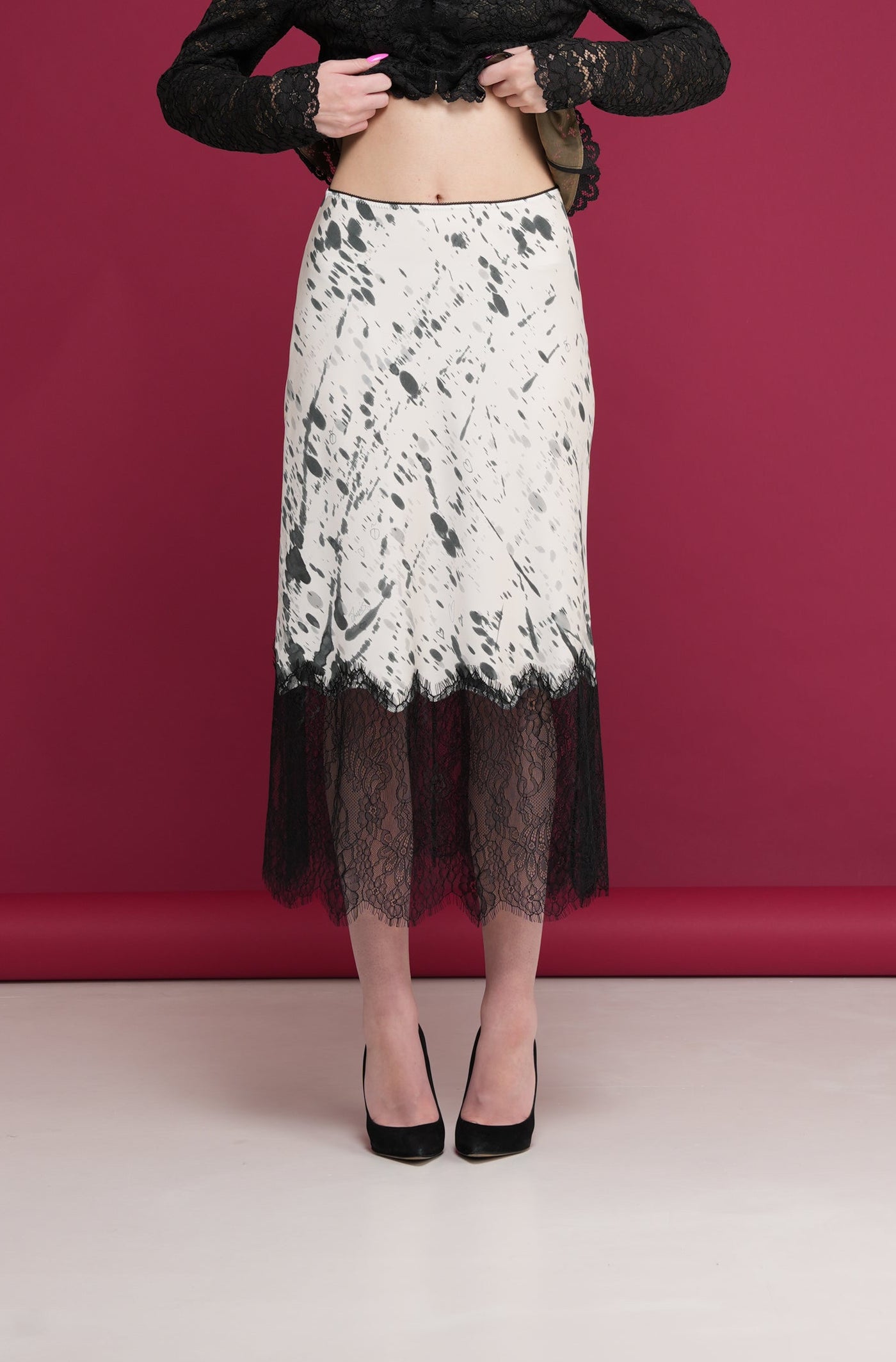 Silk Skirt Black & White