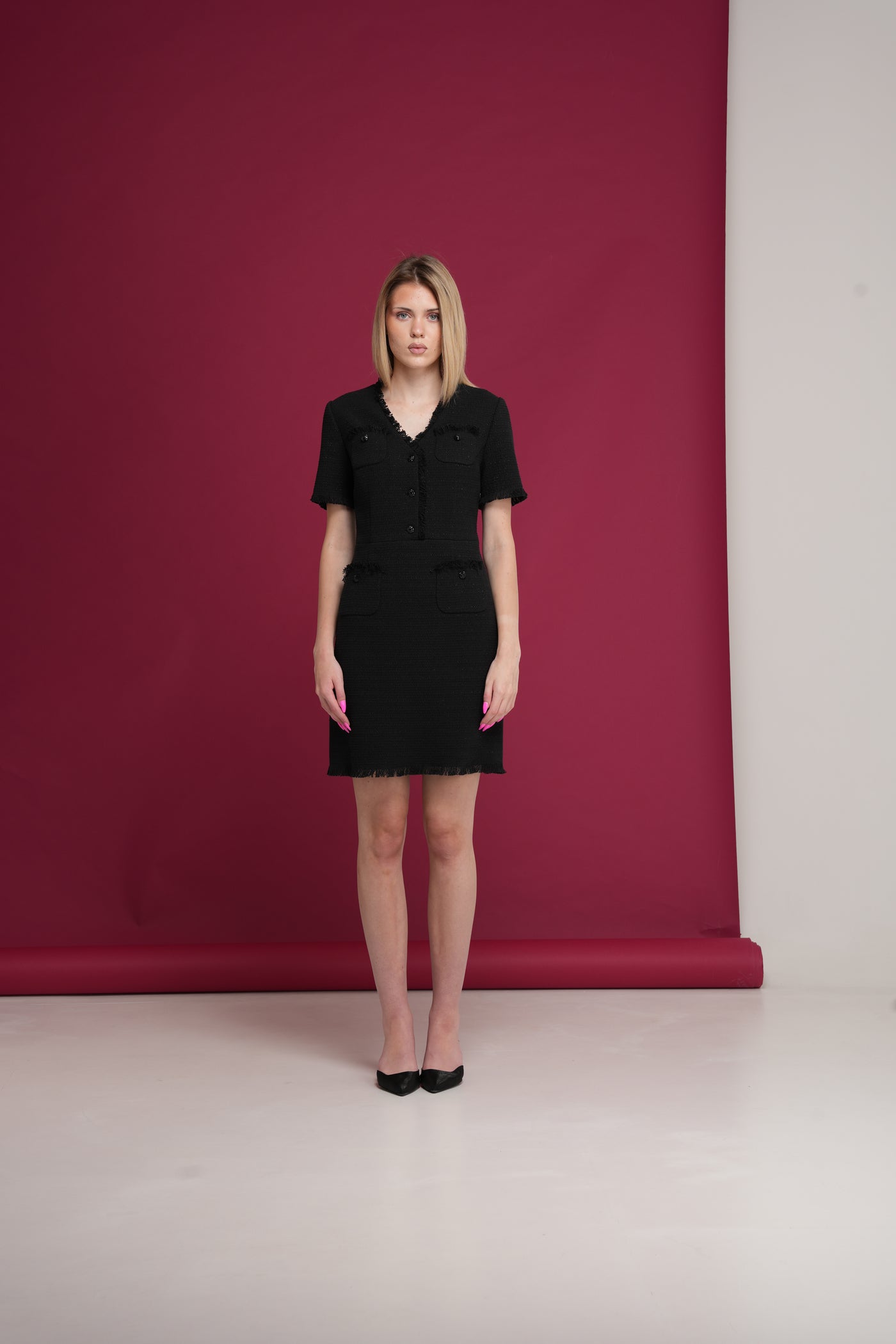 Black Tweed fitted Dress