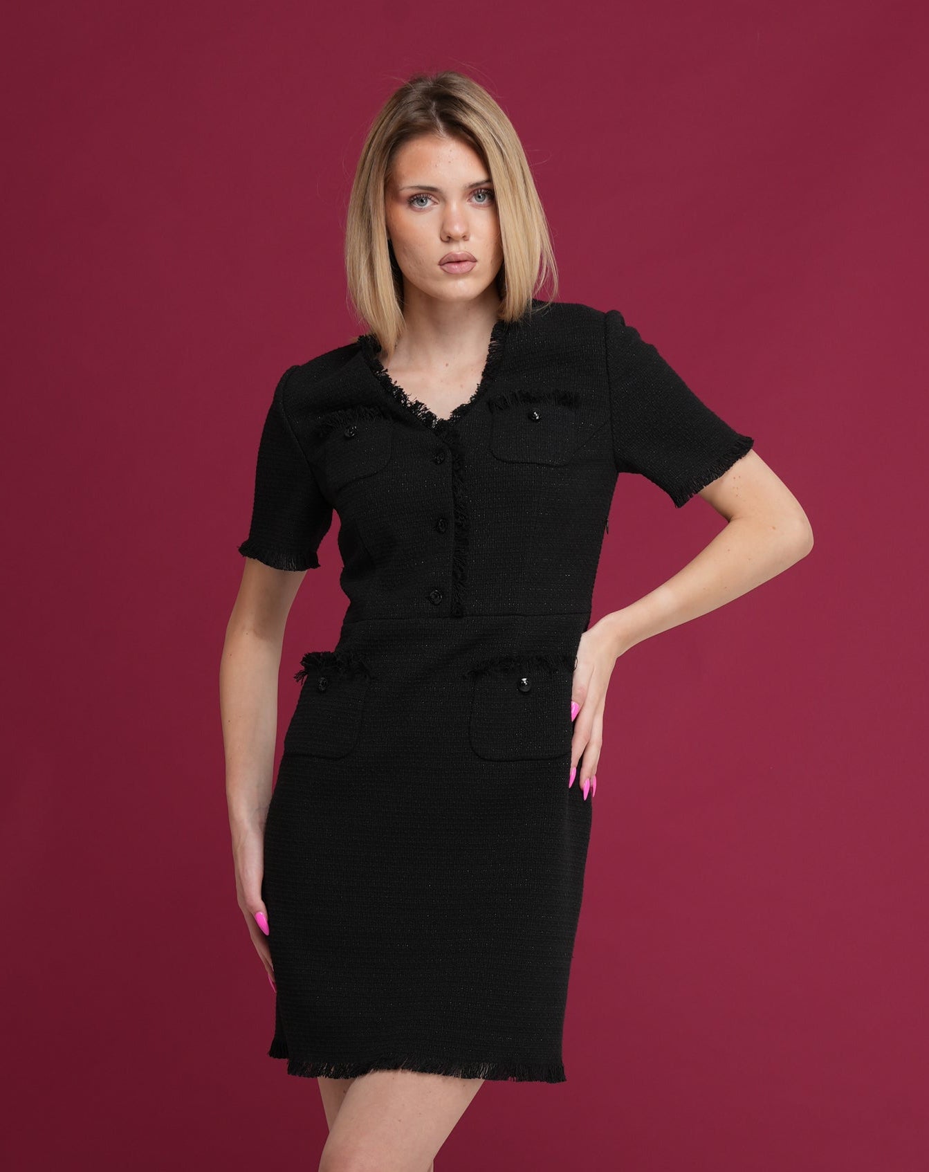 Black Tweed fitted Dress