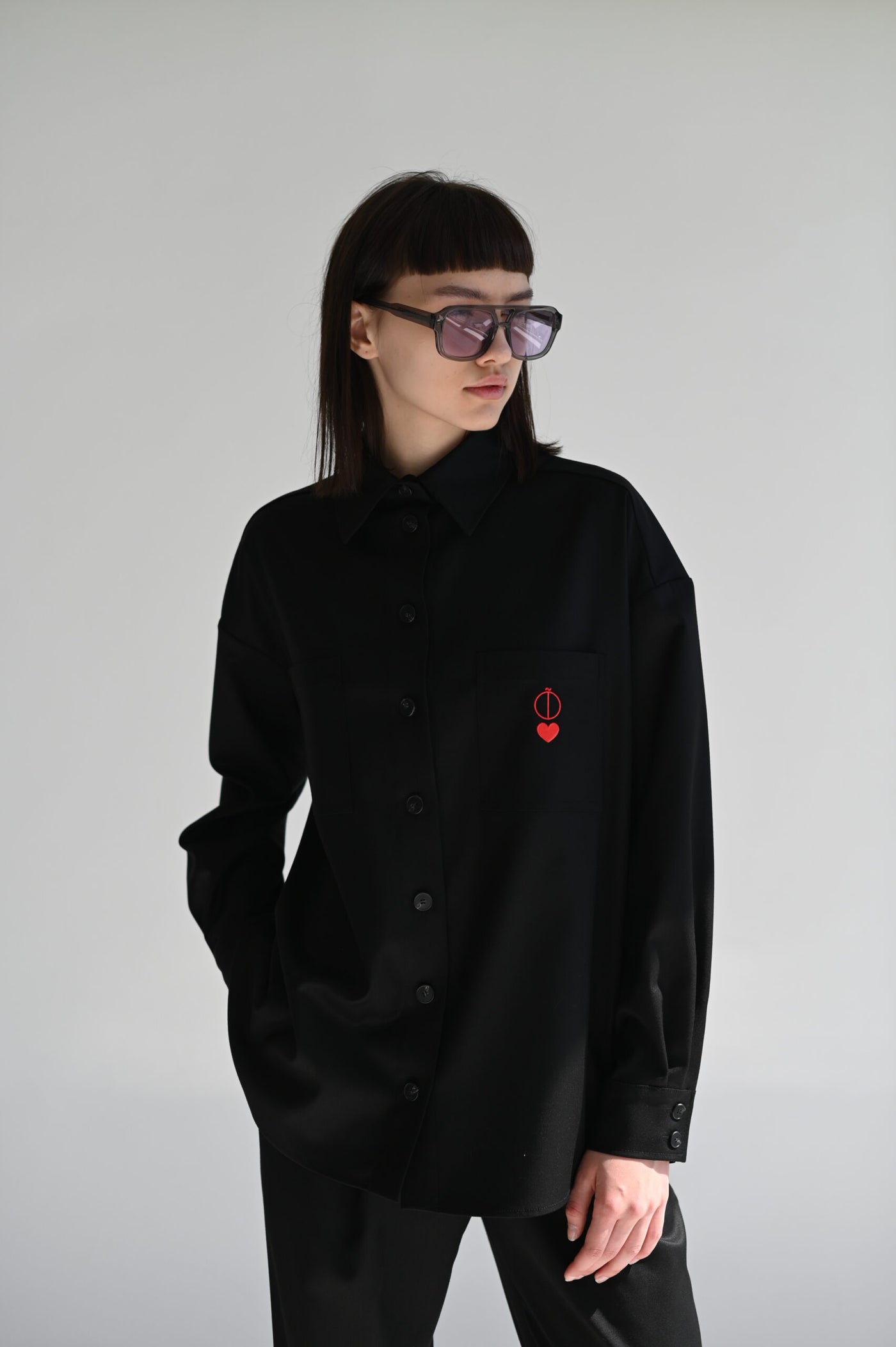 Shirt with Brand Logo Embroidery