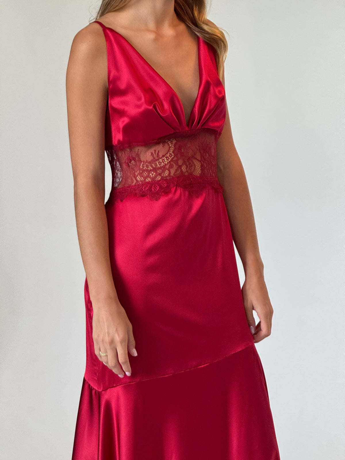 Silk Dress with Lace Inserts