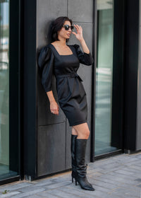 Black Wool Blend Sheath Dress