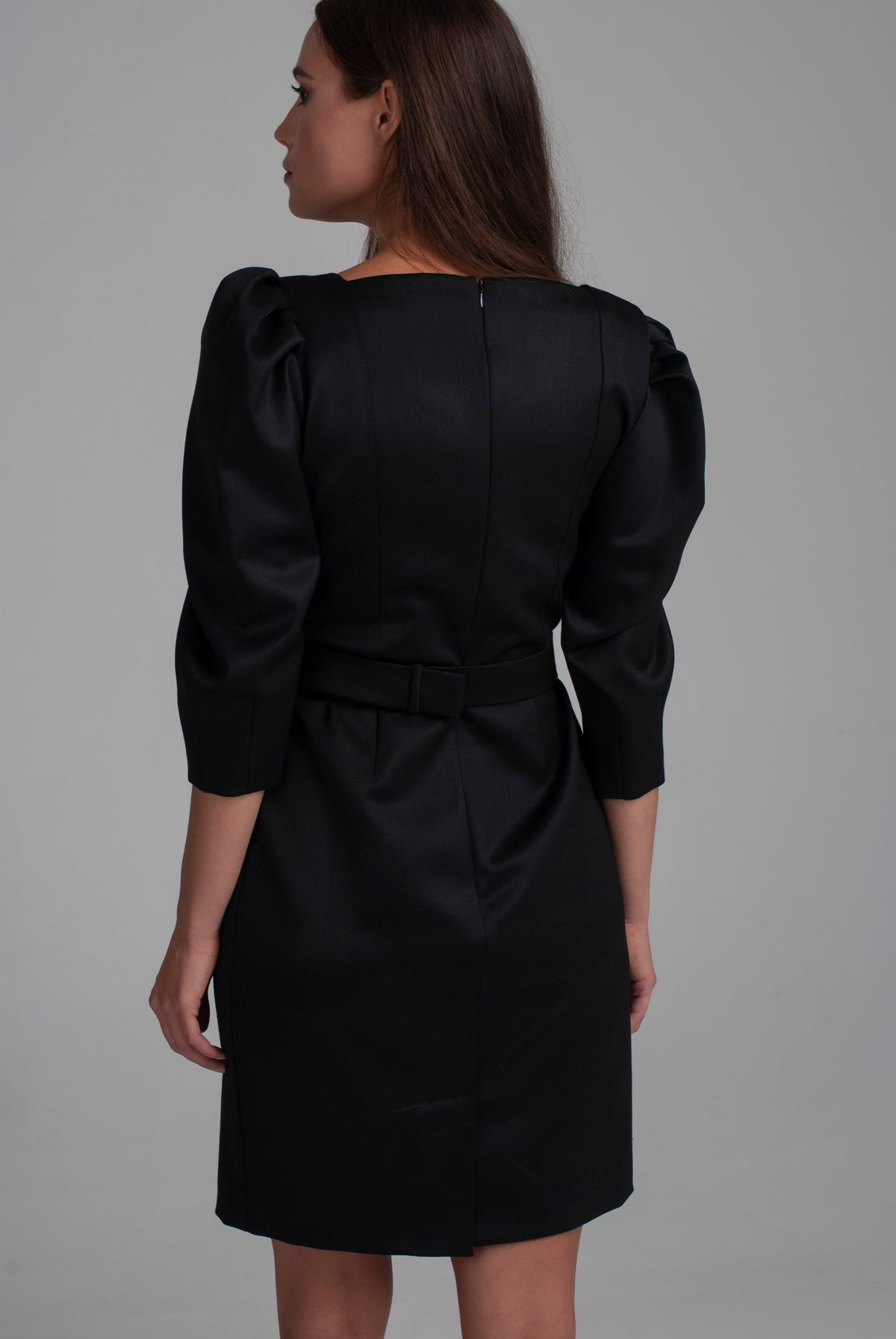 Black Wool Blend Sheath Dress