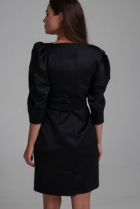 Black Wool Blend Sheath Dress