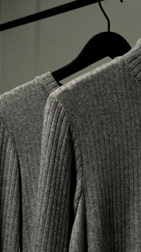Ribbed Knit Mock Neck Sweater.