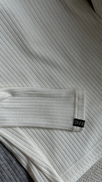Ribbed Knit Crew Neck Sweater.