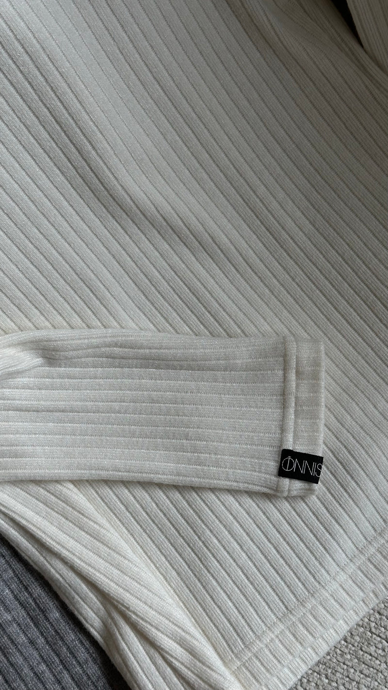 Ribbed Knit Mock Neck Sweater.