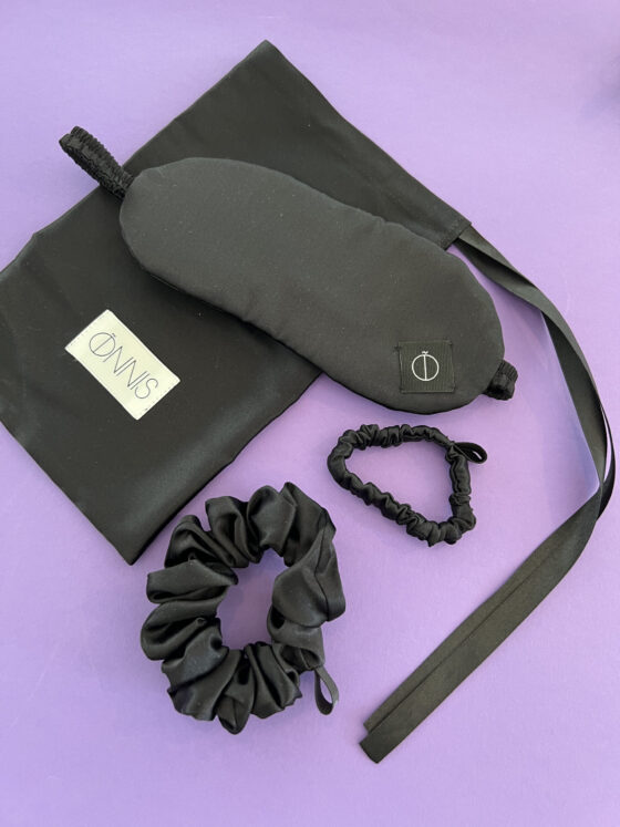 Natural silk sleep set. Black