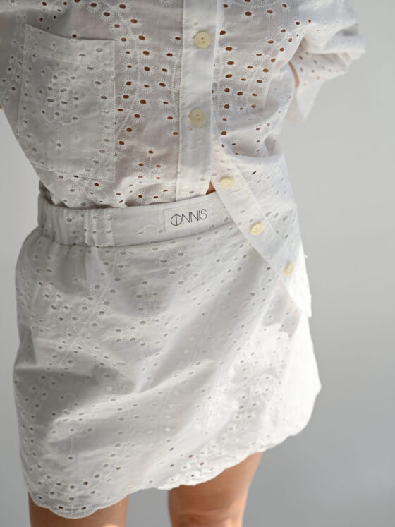 Broderie anglaise. Skirt-shorts.