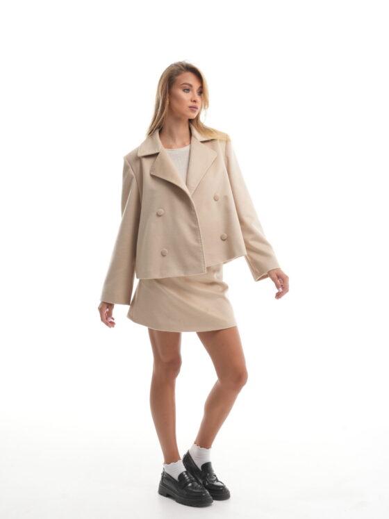 Short Cream Cashmere Coat